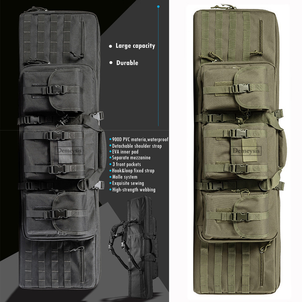 Tactical Double Rifle Gun Case Airsoft Combat Padded Shotgun Storage Backpack Pistol and Magazine