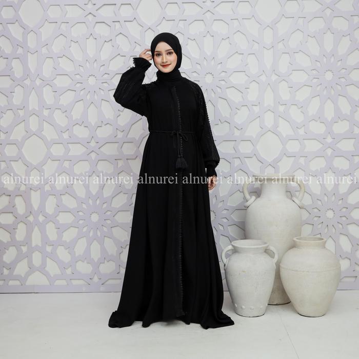 Alnurei Zeta Abaya Alr 128 Abaya Turki Hitam Putih Wanita Muslimah Redy Stok