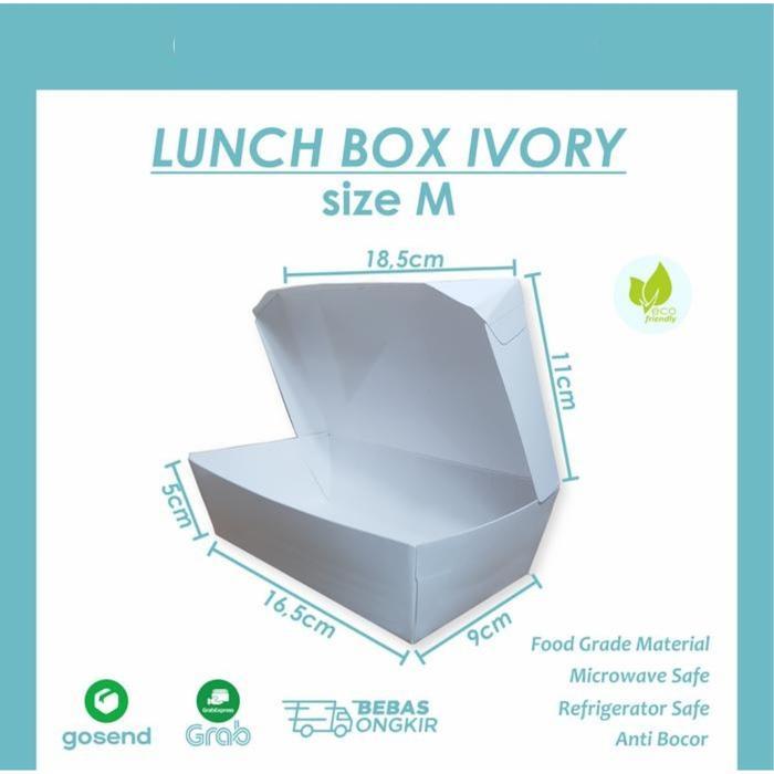lunch box ivory m kotak makan tempat nasi kertas nasi star pack size m