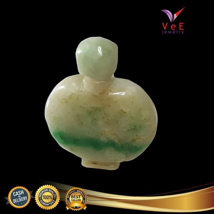 Barang Antik Batu Giok Kuno Asli Cina Jade Snuff Bottle Hijau Putih 2