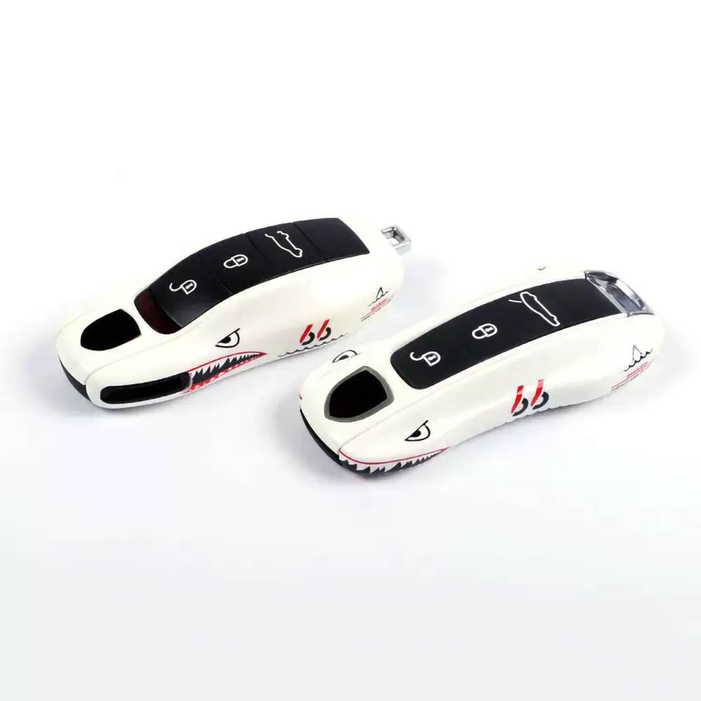 Car Key Case White Shark for Porsche Panamera Maycan Taycan 911 718 Boxster Cayman Remote Control