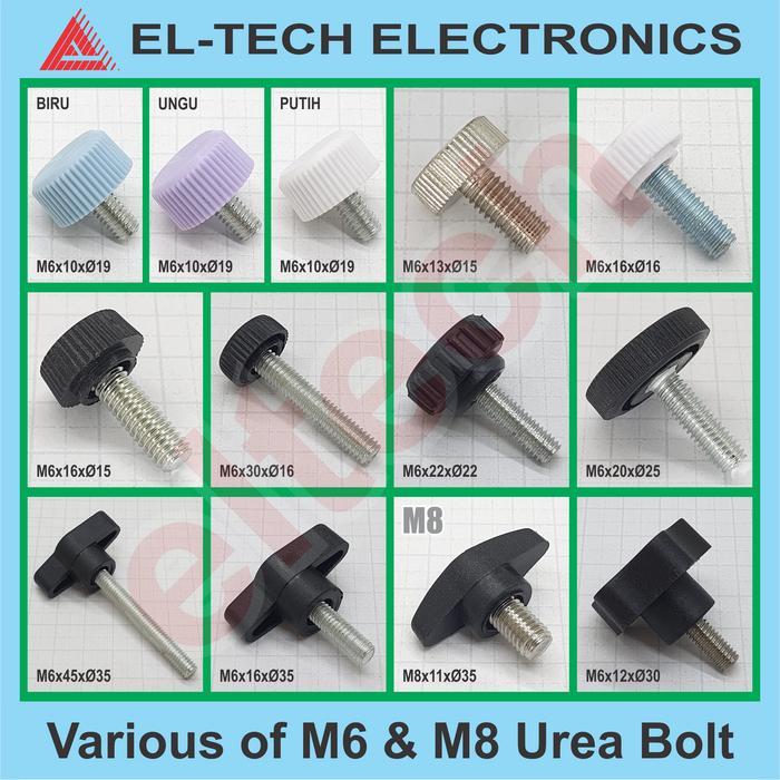 "New" M6 Bolt Baut Urea Black Plastic Cover Tutup Knob Knop Plastik Hitam