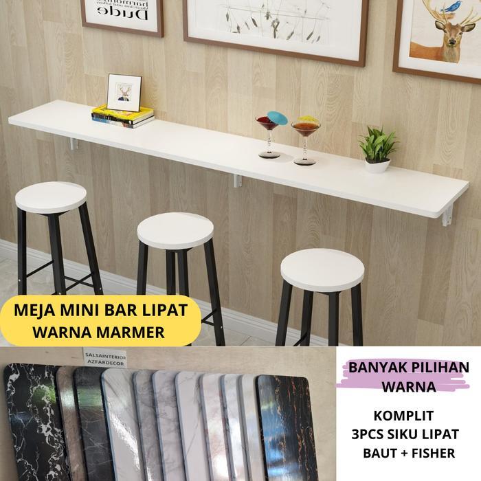 Meja Mini Bar Lipat Dinding Meja Cafe Coffe Shop Warna Marmer Furniture