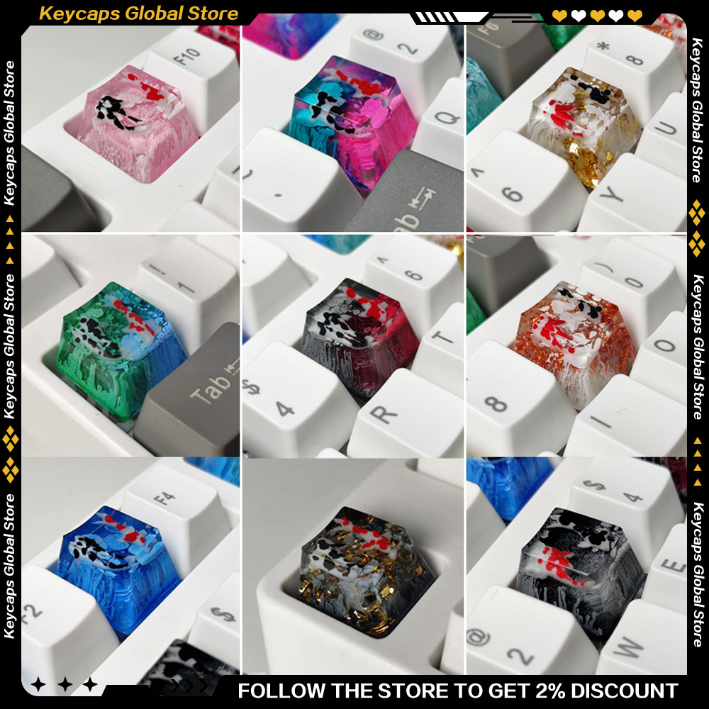 Personalized Translucent Keycaps 1u Resin Glue Drop Multicolor Artisan Keycaps for Mechanical