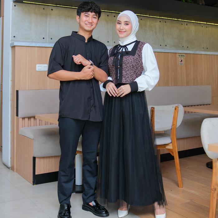 PRQUEEN Couple Musafa - Baju Couple Muslim Pasangan Suami Istri Mewah Modern Style Terbaru untuk