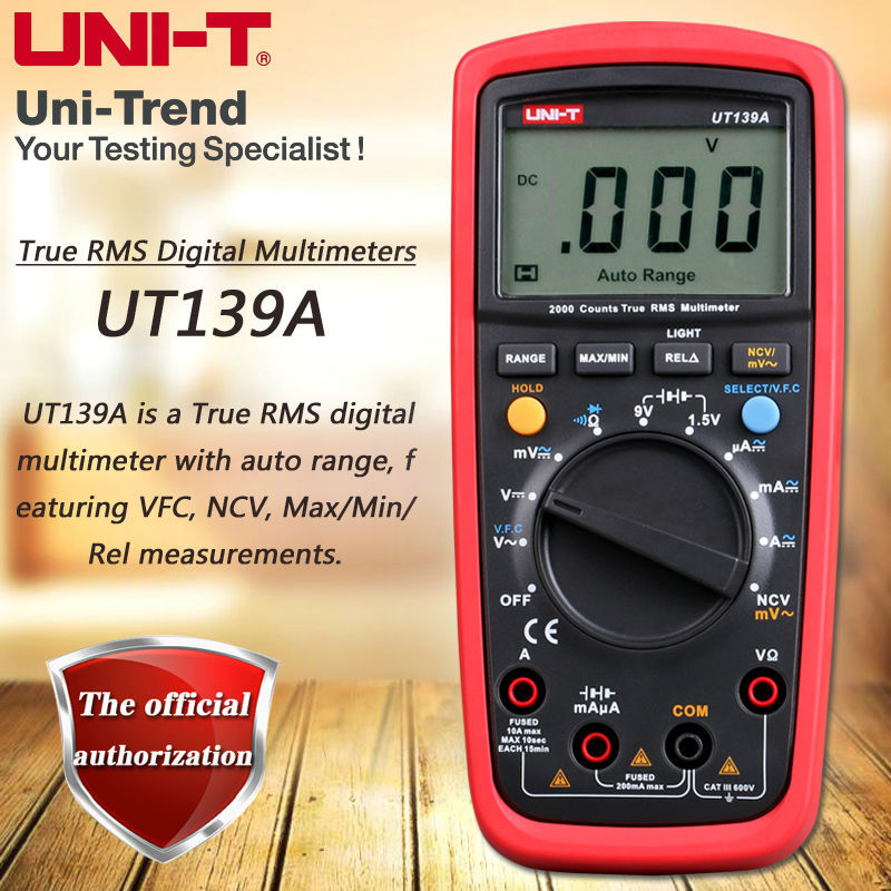 UNI-T UT139A/UT139B/UT139C/UT139E True RMS Digital Multimeter; VFC Frequency Measurement/NCV Testing