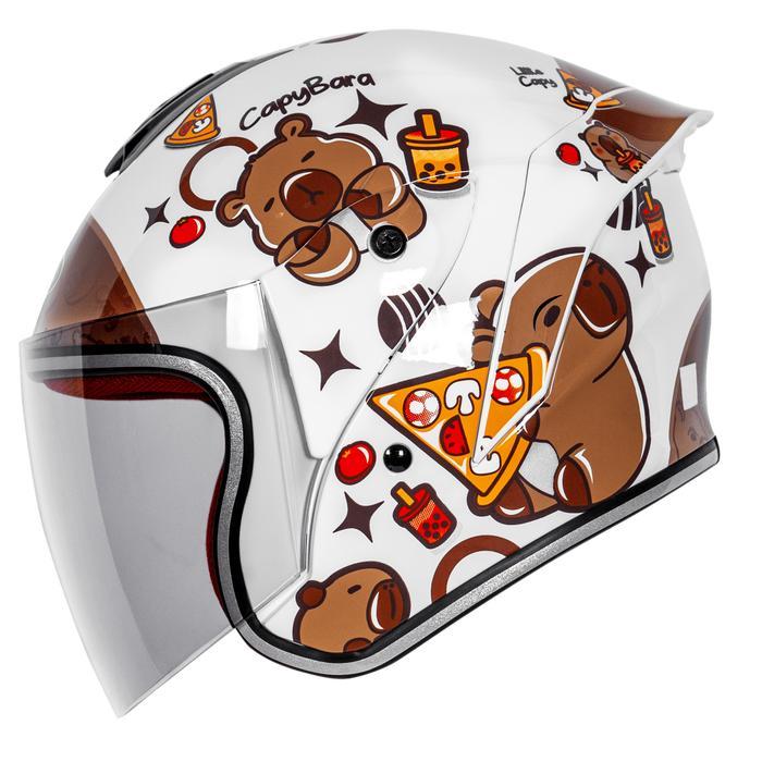 NJS Kairoz Kids Capybara White - Helm Anak Helm NJS NJS Anak Kairoz Anak Kairoz Motif Motif Anak NJS