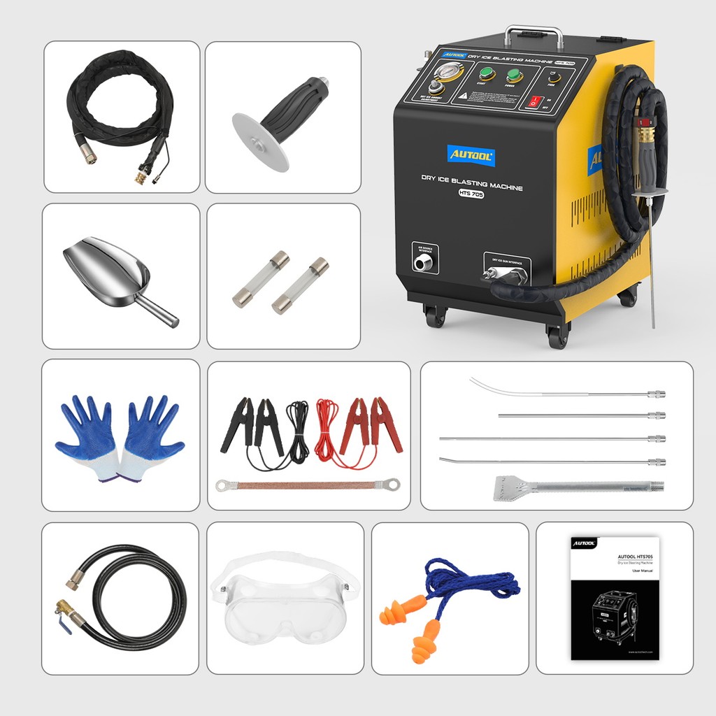 AUTOOL Dry Ice Blast Cleaning Machine Engine Intake Valve Dry Ice Blasting Cleaner Crusher Washer