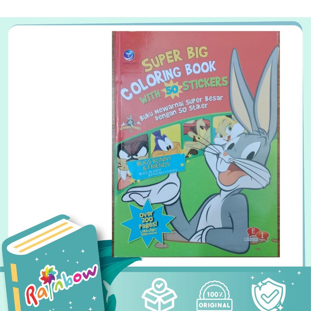 Rainbow - Super Big Coloring Book With 50 Stickers The Looney Gang, Buku Mewarnai Super Besar dengan
