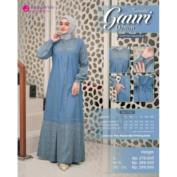 SARIMBIT GAURI DENIM BY RAUNAPRIDE BAJU LEBARAN KELUARGA I COUPLEAN SARIMBIT KELUARGA