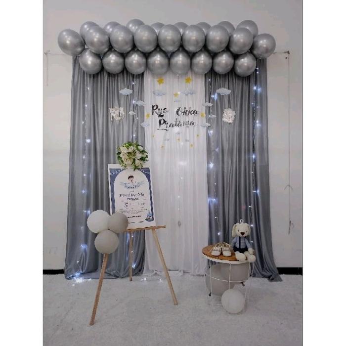 DEKORASI BACKDROP BALON CHROME SYUKURAN TASYAKURAN AQIQAH Anak