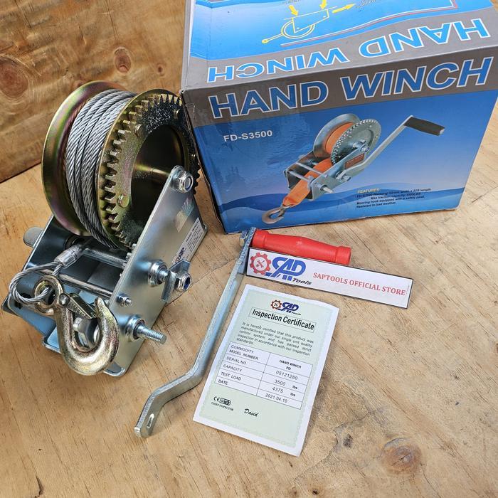Hand Winch 3500Lbs Katrol Sling Baja 1500Kg Wire Rope Winch Terbaru 