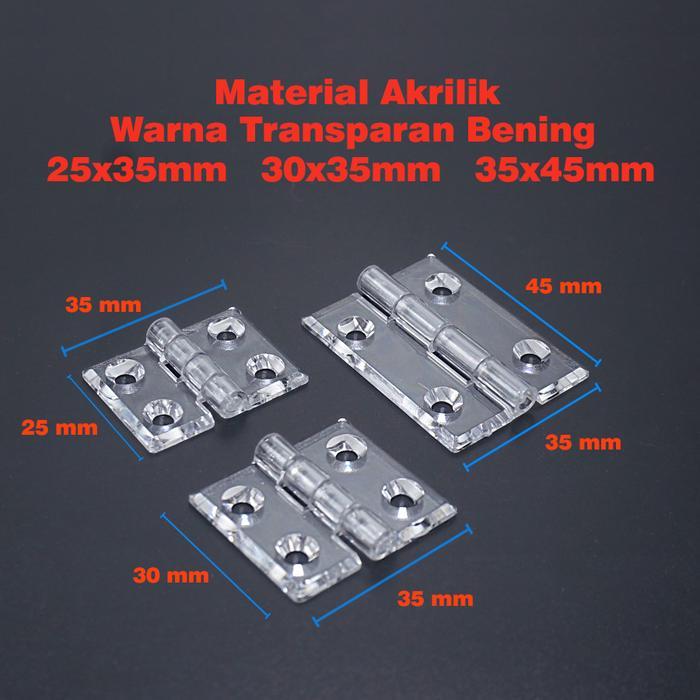 Engsel Akrilik Lubang Transparan Engsel Berlubang Acrylic 25 sd 65 mm