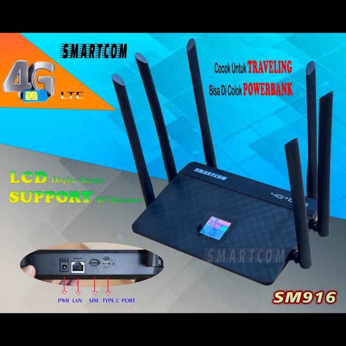 SMARTCOM Wifi Wireless Router Sim Card 4G LTE Smartcom SM-916 with LCD 300Mbps