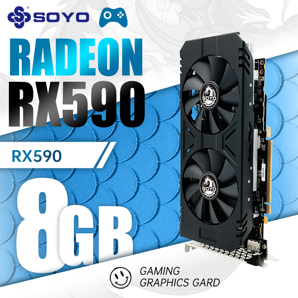 SOYO Brand New AMD RX 590 8GB 2304SP Video Graphics Card GDDR5 GPU 256Bit rx590 8g for computer desk