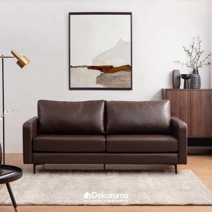 Dekoruma TAKA Sofa Kulit / Sofa Keluarga Kulit / Sofa Duduk - Cokelat Tua, 2 Seater