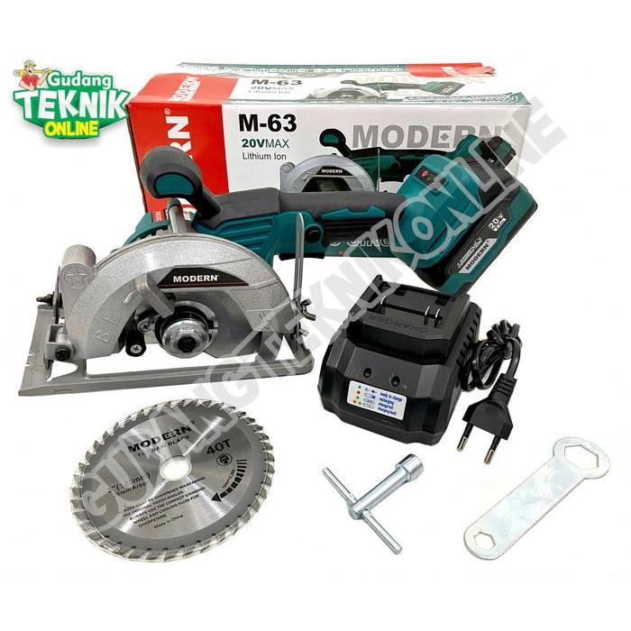 Mesin Circular Saw 5" CORDLESS M63 MODERN 20V / Sirkel Circular Saw 5 Inch BATTERY BATERAI M 63 -