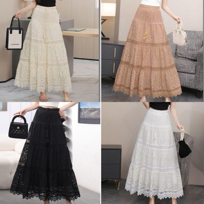 Rok Brokat Renda - Rok Import Wanita - Rok Brokat Premium - Premium Brokat Skirt