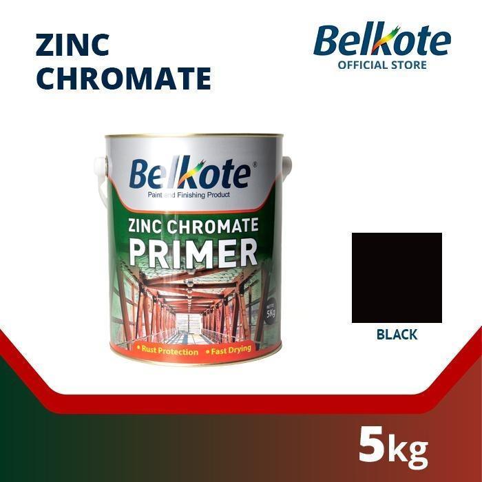 Cat Besi Anti Karat Belkote Zinc Chromate (Hitam, 5 Kg) Meni Dasar