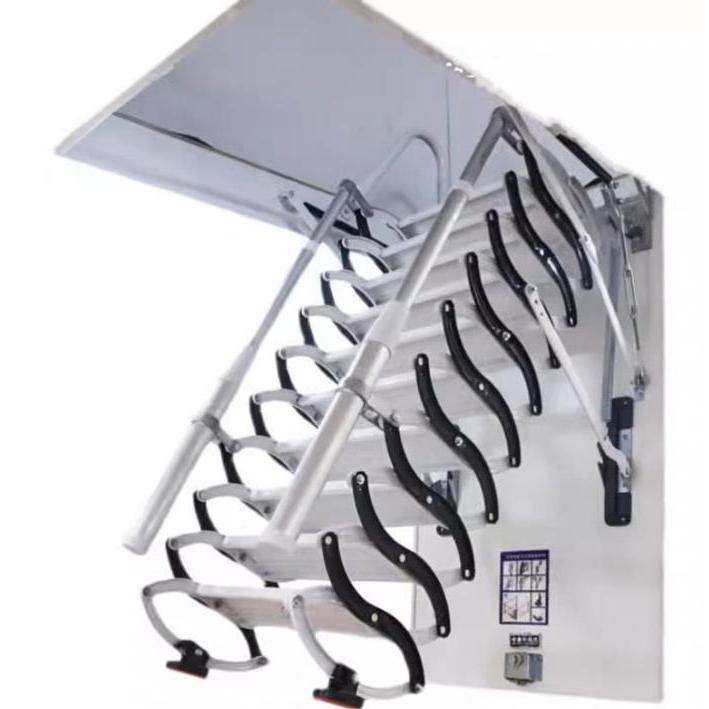 Tangga Teleskopik Loteng Tebal Tangga Lipat Panjang 4 Meter Tangga Loteng Teleskopik