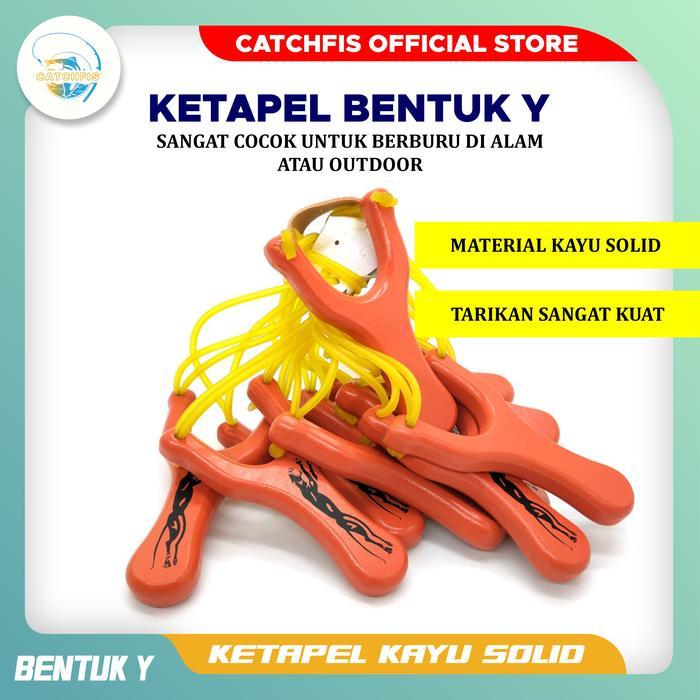 Catchfis Mainan Ketapel Kayu Polos Plitur Perangkap Ikan Kuat Dan Kokoh