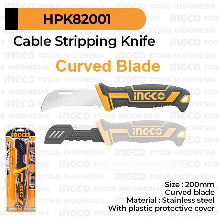 Cable Stripping Knife (Curved 8) Ingco Hpk82001 Pisau Bengkok Kupas Pengupas Kabel Stainless Steel
