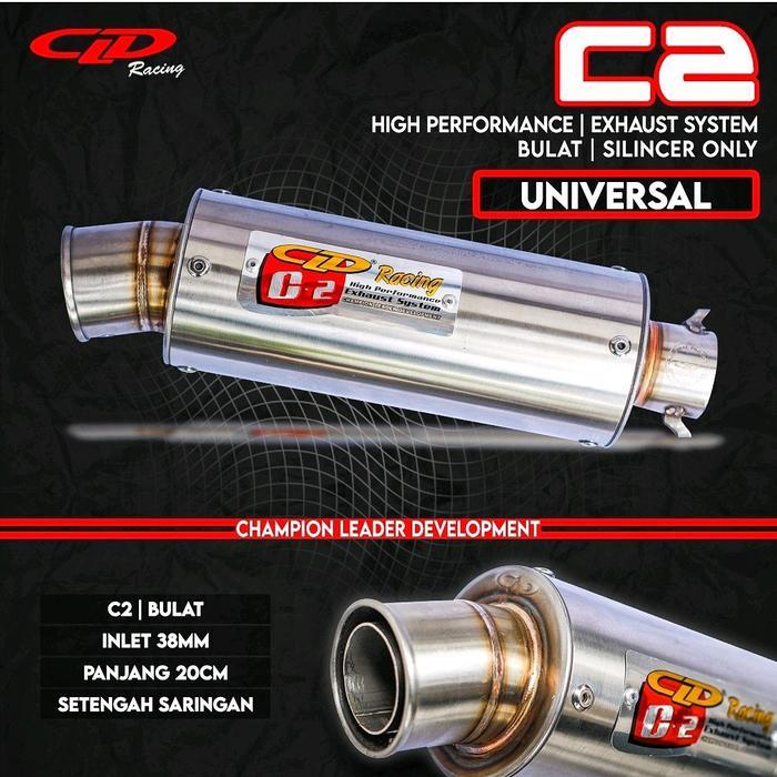 Silencer Only Knalpot Cld Racing Type C2 Bulat/Oval Inlet 38 Mm