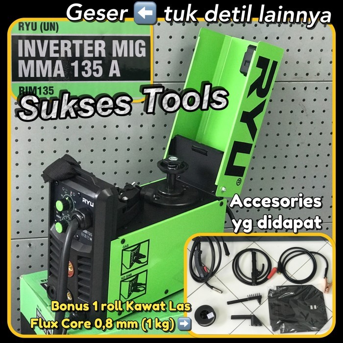 Mesin Las 4 in 1 Ryu RIM 135 RIM135 MIG tanpa Gas / Mig CO / MMA / Tig