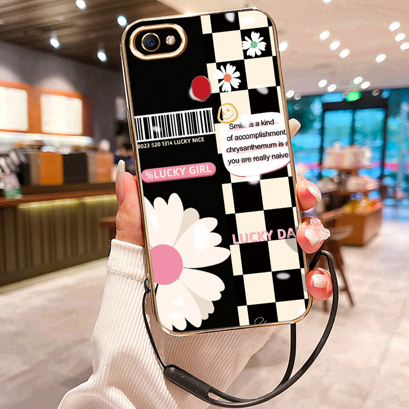 Casing Hp Untuk OPPO F7 F5 F5 Youth Case Casing Cesing pola Daisy Kasing HP Kesing tali berlapis Sil