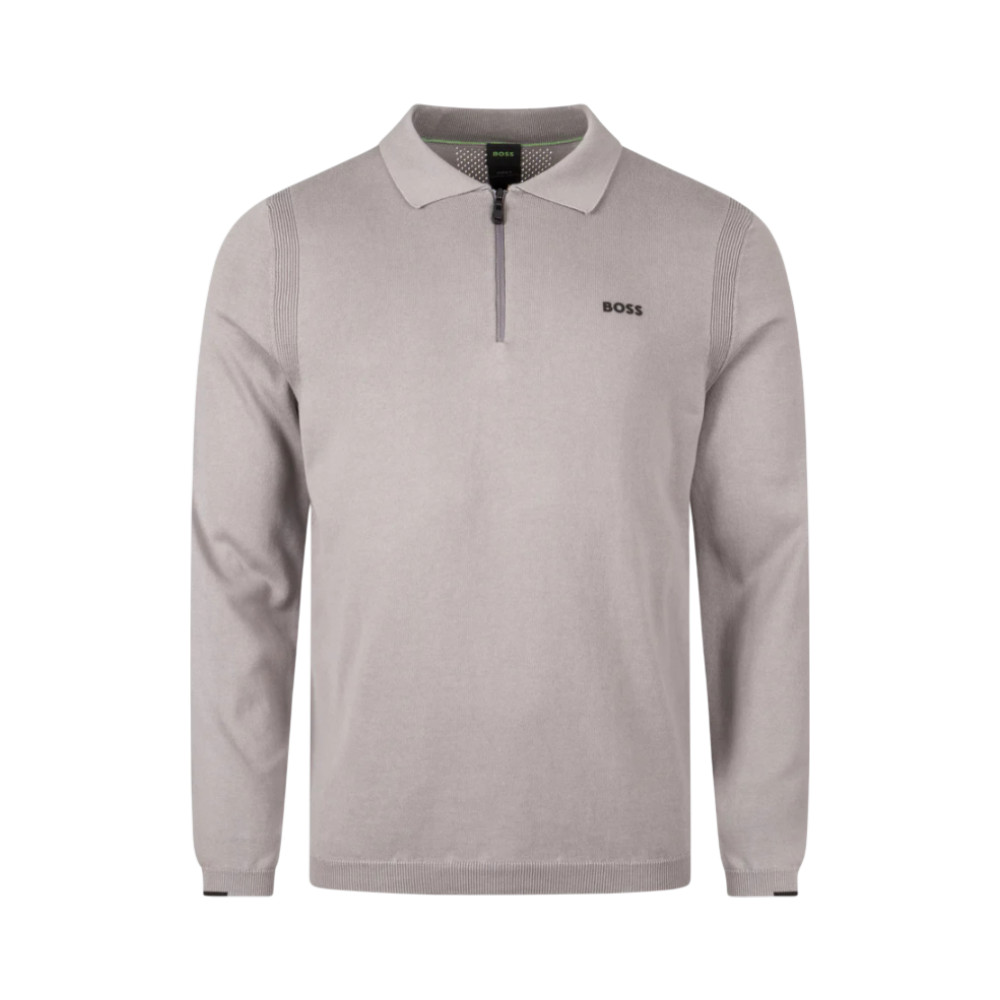 KN_Ever-X Cotton Sweater With Polo Collar Regular-fit Grey