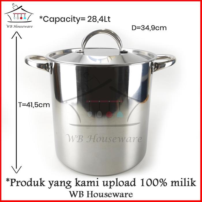 Supra Stockpot 30Qt / 28,5Liter / Panci Jumbo Stainless + Tutup / Panci Sayur Chenware