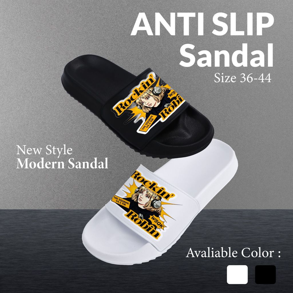 Sandal Selop Slip On Couple Pria Wanita Nyaman Sehari-hari, Anti Slip, Desain Trendy Retro Komik Roc