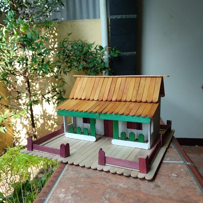 Miniso Toys - Prakarya Maket Miniatur Rumah Adat Betawi 2 Dari Stik Es Krim