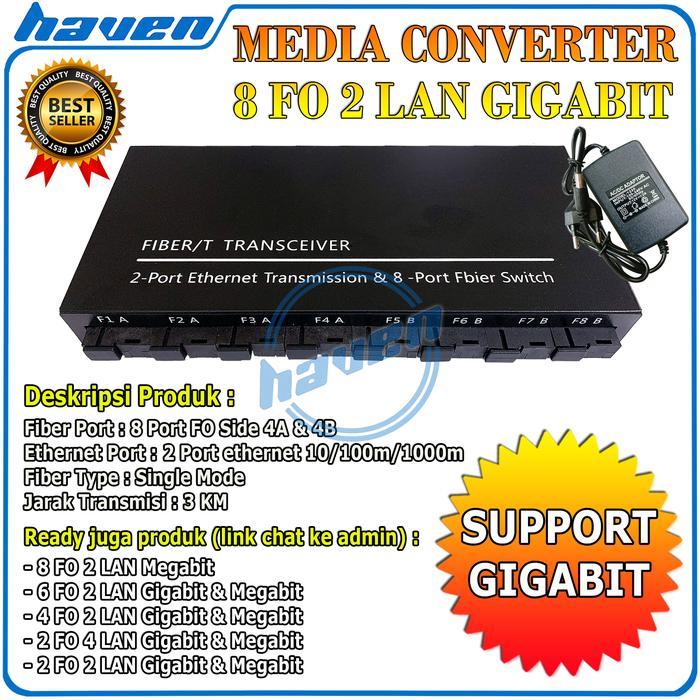 New Best Quality 100% Original Media Converter 8 Port Fo 2 Port Lan Gigabit / Media Converter 8 Fo 2