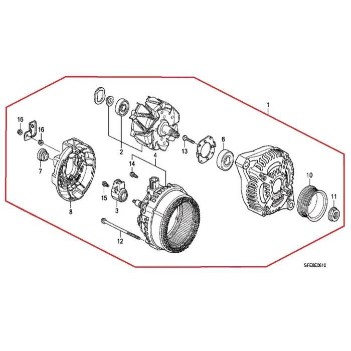 ALTERNATOR DINAMO CAS AMPER HONDA ODYSSEY RB1 RB2 2003 2004 2005 2006 2007 2008 ORI PASSSS