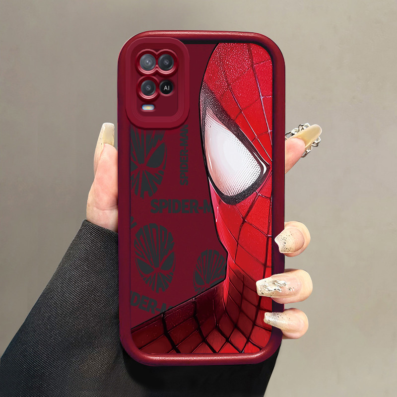 Casing Hp untuk OPPO A54 Case Pahlawan Laba-laba Merah Kasing silikon Cesing Anti Crack Tahan Bantin
