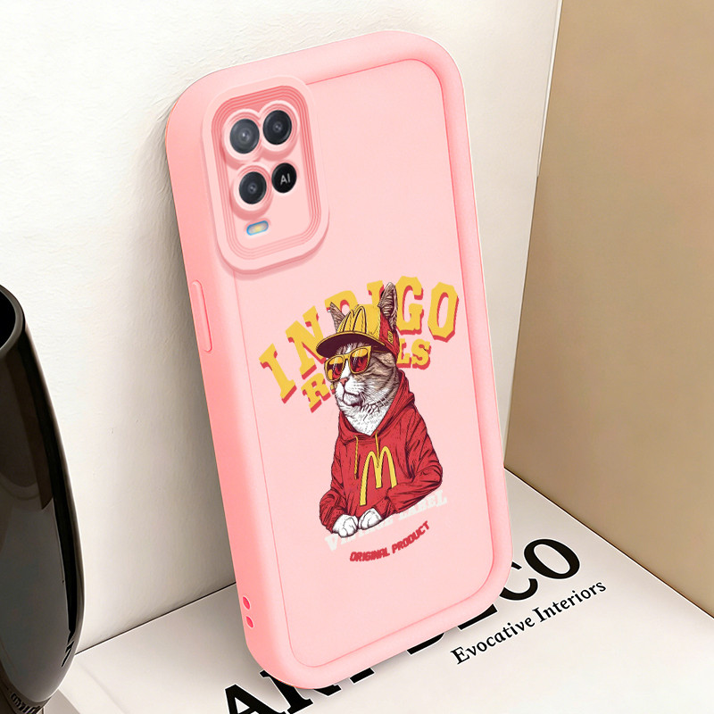 Casing Hp untuk OPPO A54 Case Kucing Keren Modis Kasing silikon Cesing Anti Crack Tahan Banting Kesi
