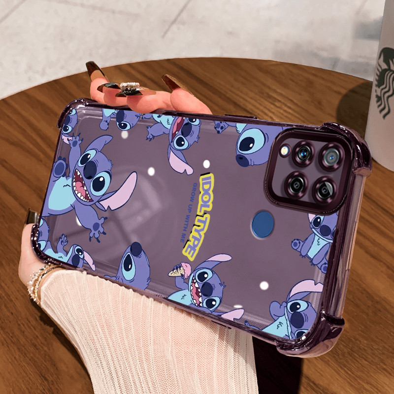 Casing Hp Untuk Realme C15 Case Casing pola Monster kecil biru Cesing Kesing empat Anti Drop sudut K