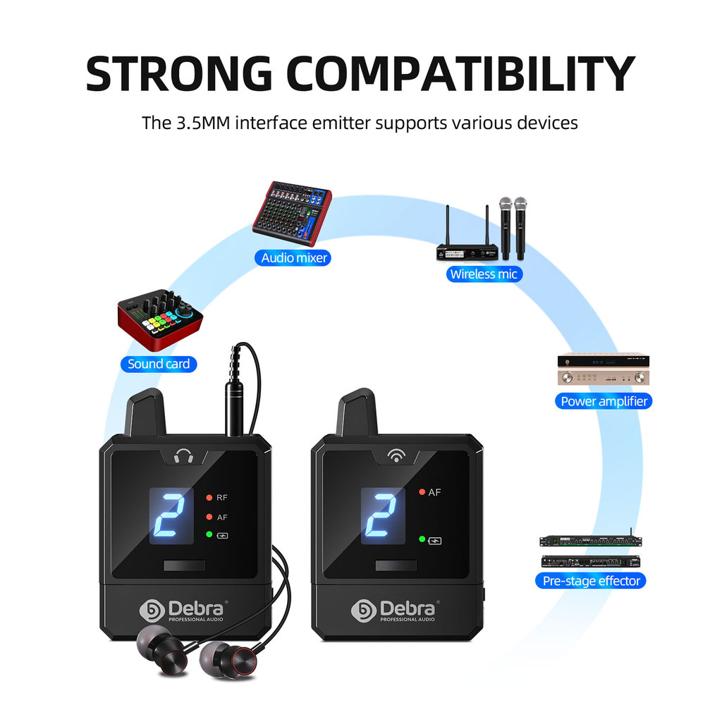 Debra Audio IEM Er-Mini Wireless In-Ear Monitor System Protable Li-on Rechargeable For Audio