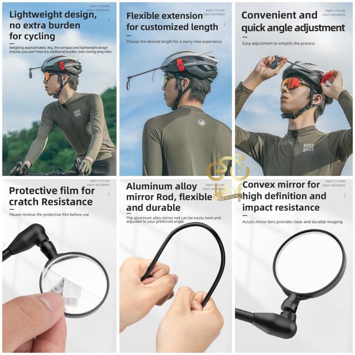 Rockbros 26210006 Spion Helm Sepeda Bike Helmet Rearview Mirror 360