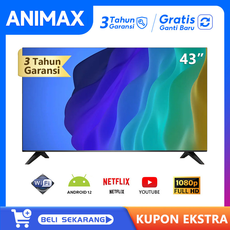 Animax TV Smart Android 32 inch 43 Inch TV LED Digital 32 inch 43 Inch Smart TV FHD Android 11.0  TV