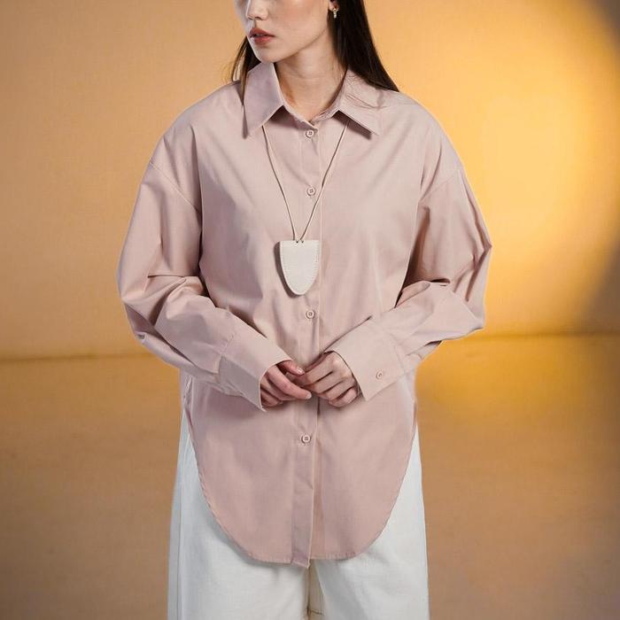 This Is April Anazia Top Kemeja Oversize Wanita Korean Style Polos Pink Dan Blue