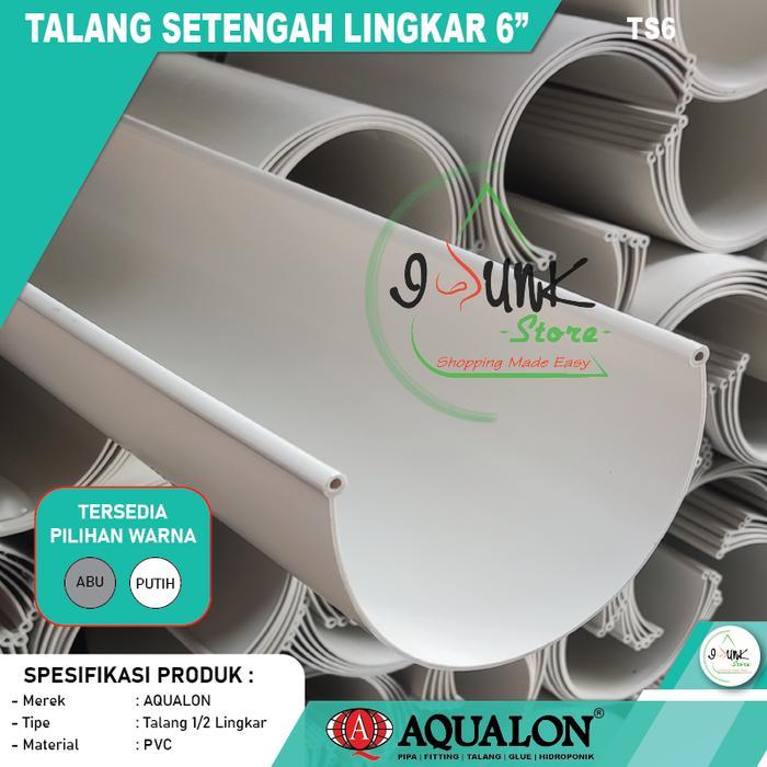 Talang Air Pvc Oval 6 Inch Aqualon Panjang 4 Meter / Rain Gutter 6 Inch / Talang Air Setengah