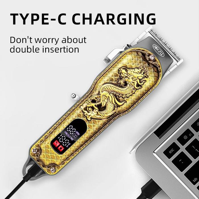 CODAlat Cukur Rambut Elektrik Gunting Rambut Naga Emas Gunting Rambut Profesional Tanpa Kabel