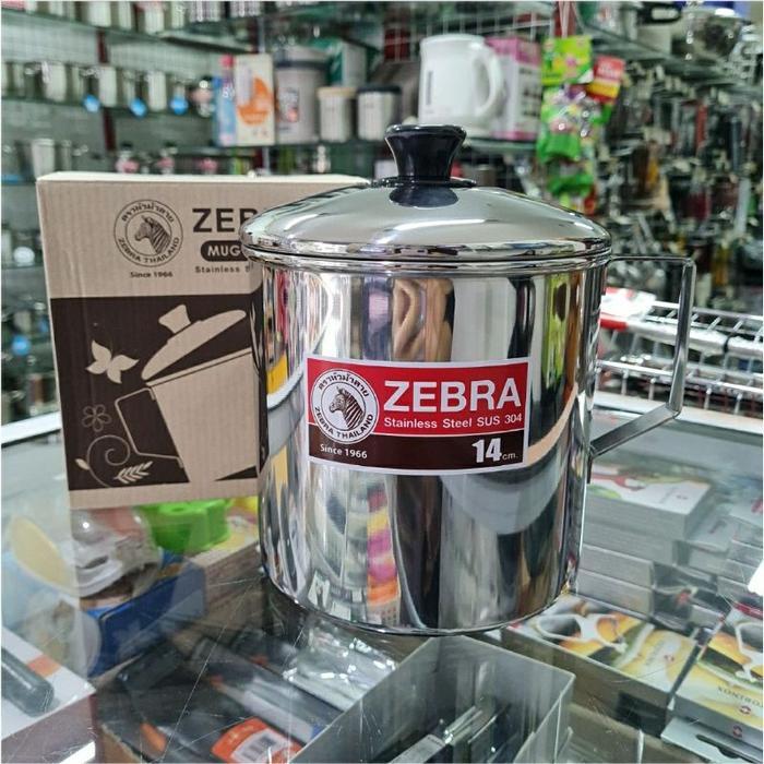 110114 Mug 14cm w/Lid Zebra Thailand, SUS 304