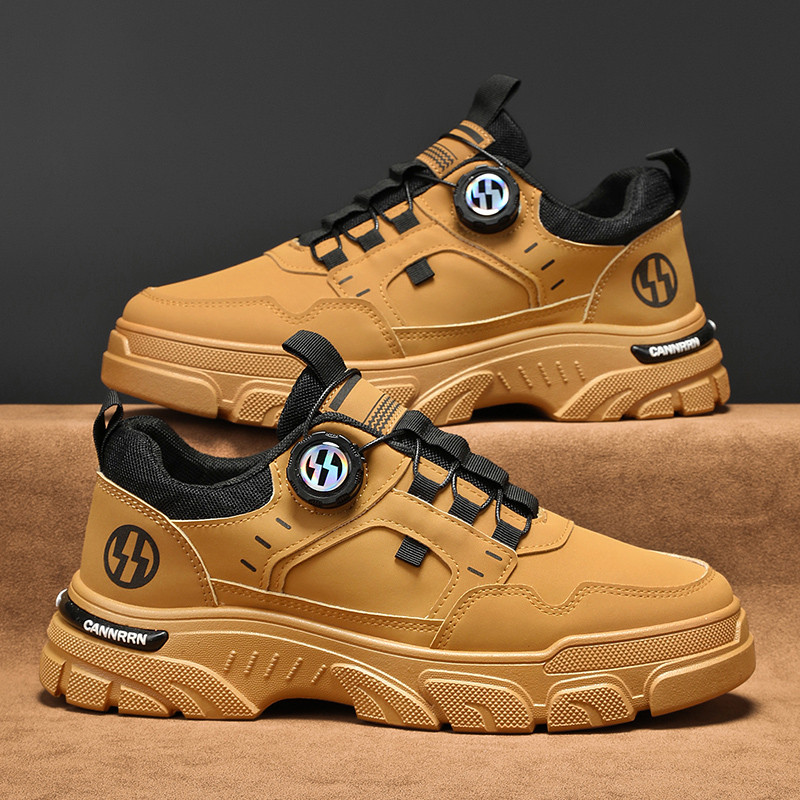 Men's boots autumn and winter rotating shoelaces fashion casual boots youth outdoor boots anti slip