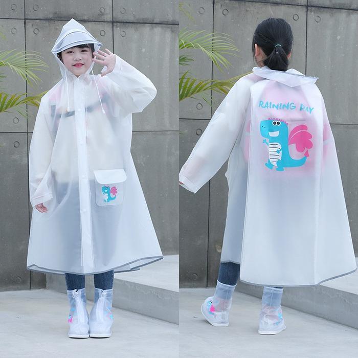 TERLARIS Jas hujan anak laki laki jas hujan anak perempuan putih premium dengan ruang ransel Kuning