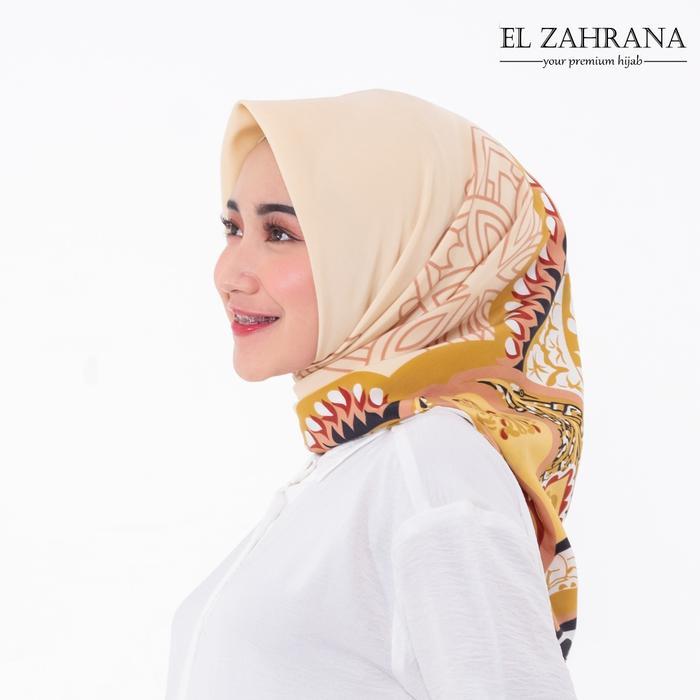 ORIGINAL EL Zahrana Khadijah Hijab Segi empat motif bahan wolfis monalisa READY STOCK