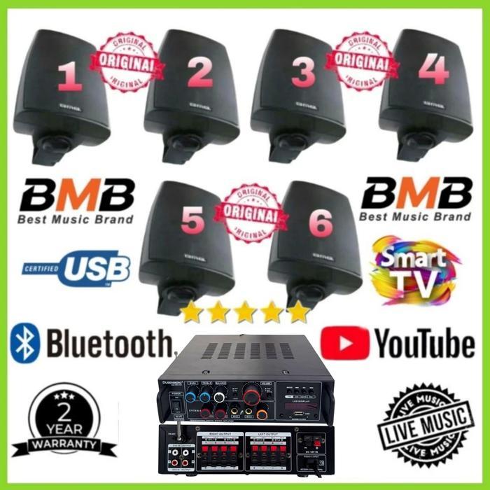 Paket Set Sound 6 Titik Speaker BMB Buat Cafe, Salon, Mesjid, mushola,