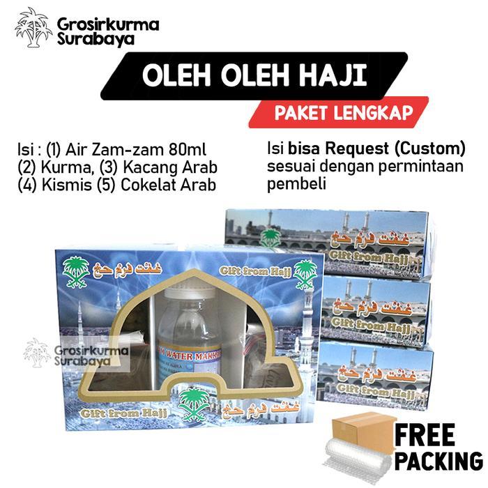PAKET Oleh Oleh Haji Umroh Souvenir Kardus Isi Air Zam Zam 80ml Kurma